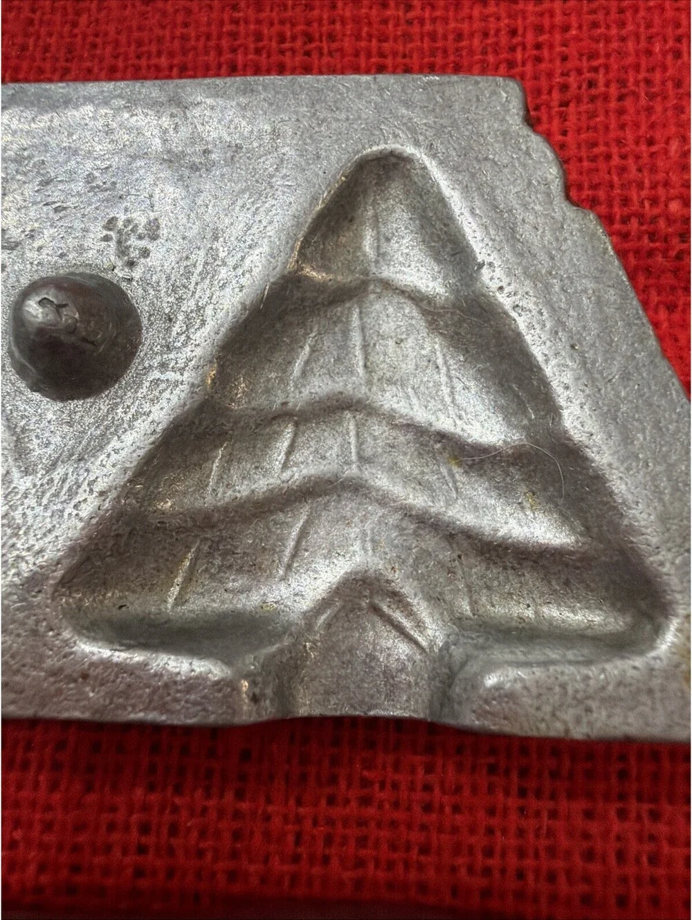 Antique Pewter Candy Mold 3 Christmas Trees Chocolate 3D Holiday Two piece Set